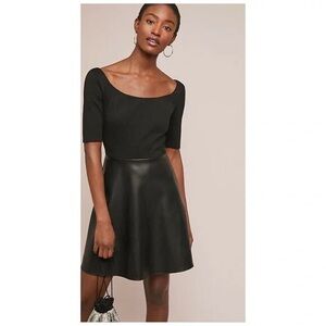 Anthropologie x Bailey 44 Parlour Ponte Black Mixed Media Mini Dress - Sz PXS